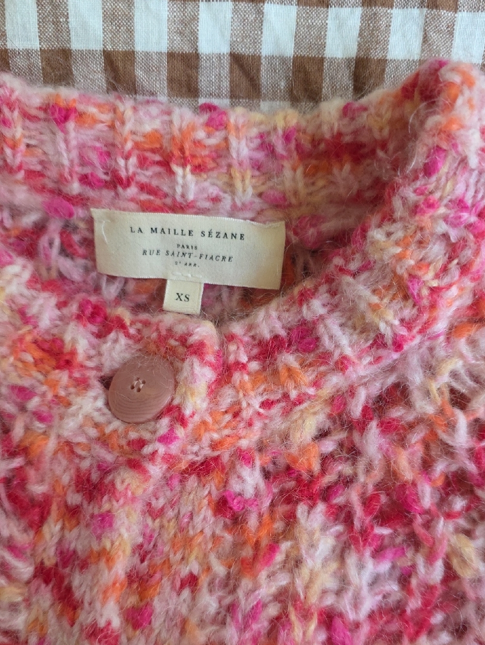 Sezane Emile Pink Multicolor Cardigan - Picture 2 of 5
